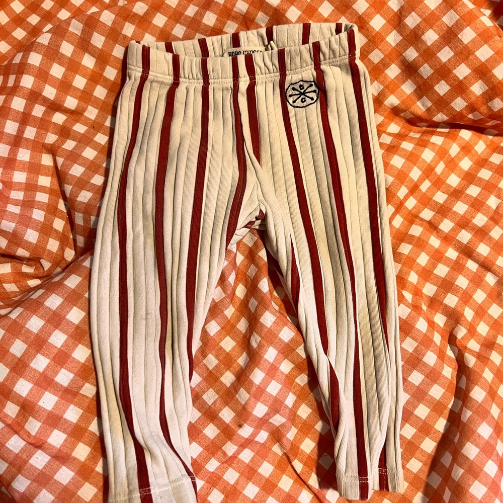 Bobo Choses Striped Red and White Leggings 12-18 months